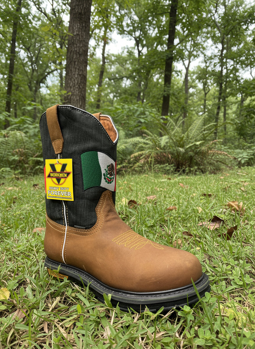 Men's Work Boots E-2252 Crazy Tang Round Bull Toe Soft Toe