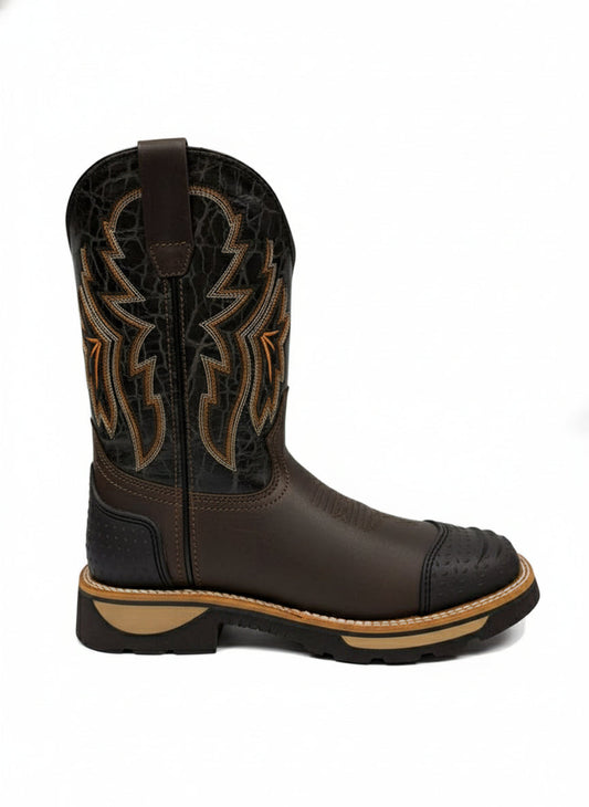 Men's Work Boots E-6484 Crazy Cafe Bullying Square Toe kansas (SIN) NGO-OCR