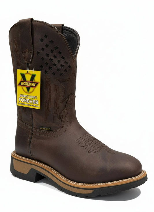 Men's Work Boots E-6611 Crazy Choco Square Steel Bullying Toe Oklahoma