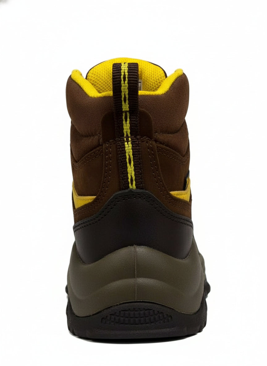 Men's Work Boots Caribu E-349 Brown Yellow Round Stell Toe