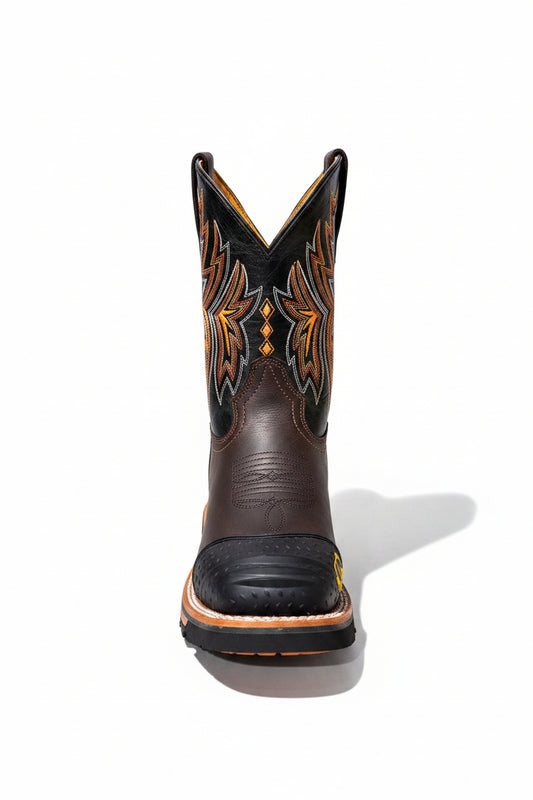 Men's Work Boots E-6484 Crazy Cafe Bullying Square Toe kansas (SIN) NGO-OCR