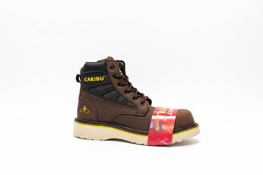 Mens's Work Boots Caribu:956-P Crazy Brown Round Steel Toe