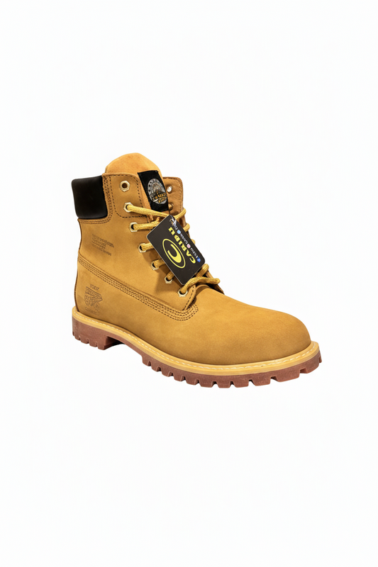 Bota de trabajo con fondo blanco