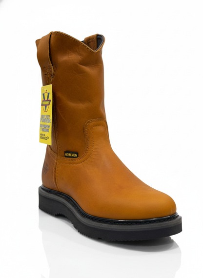 Men's Work Boots E-715 Honey Round Toe Work Boots With Striped Sole