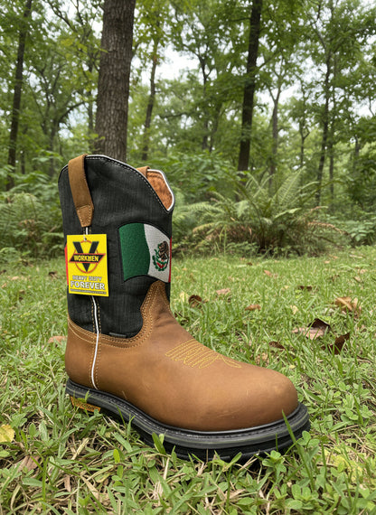 Men's Work Boots E-2252 Crazy Tang Round Bull Toe Soft Toe