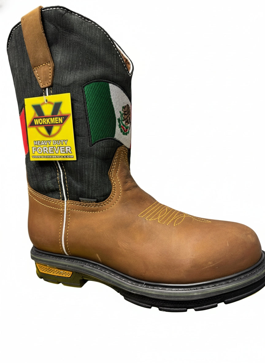 Men's Work Boots E-2252 Crazy Tang Round Bull Toe Soft Toe