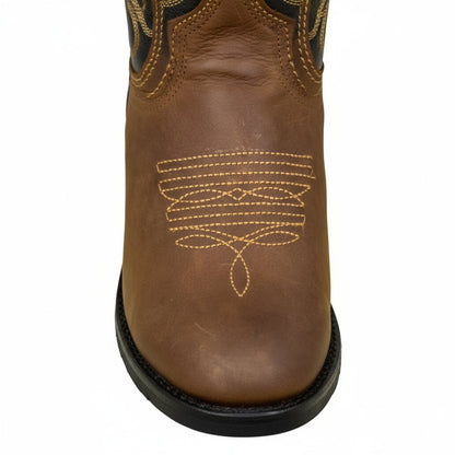 Men's Work Boots E-2252 Crazy Tang Round Bull Toe Soft Toe