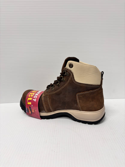 Women Work Boots Caribu:806- Crazy Brown Steel Toe