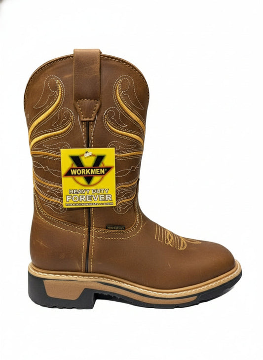 Men's Work Boots E-6980 Crazy Tang Leather Square Toe Oklahoma NGO-BEI