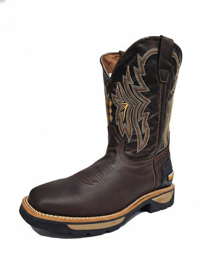 Men's Work Boots E-6486 Crazy Cafe Square Toe kansas (SIN) NGO-OCR