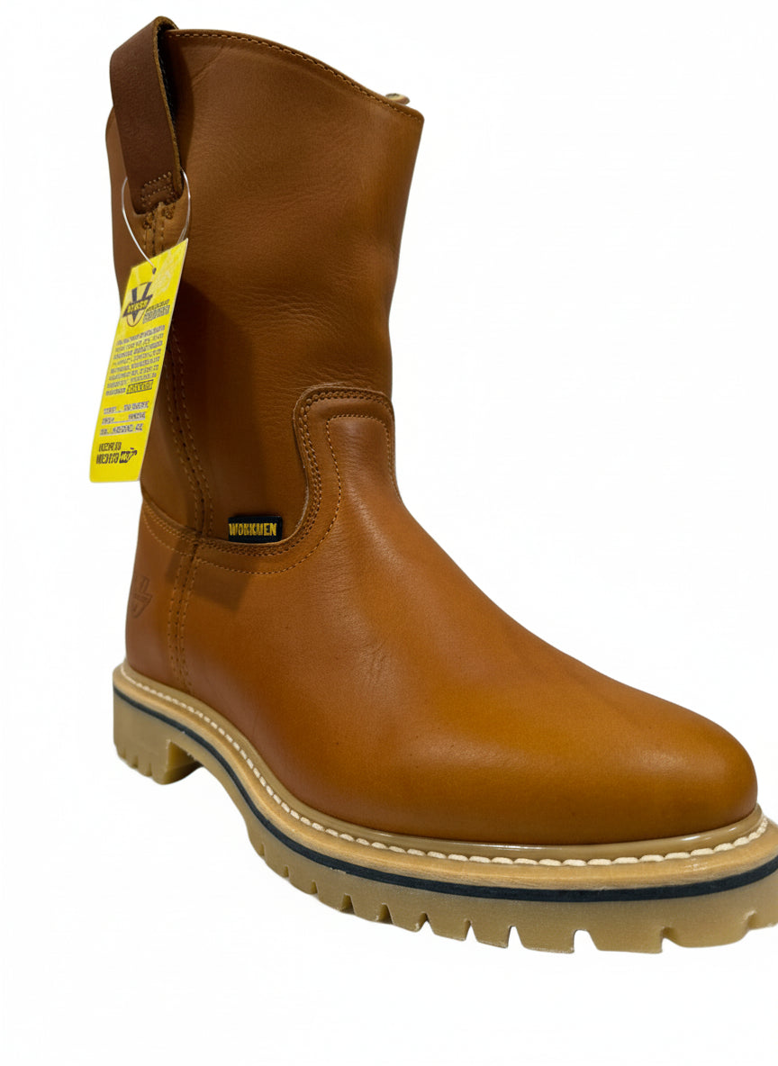 Men's Work Boots E-718 Leather Work Boots Color Honey Western Cowboy Pull On Boots