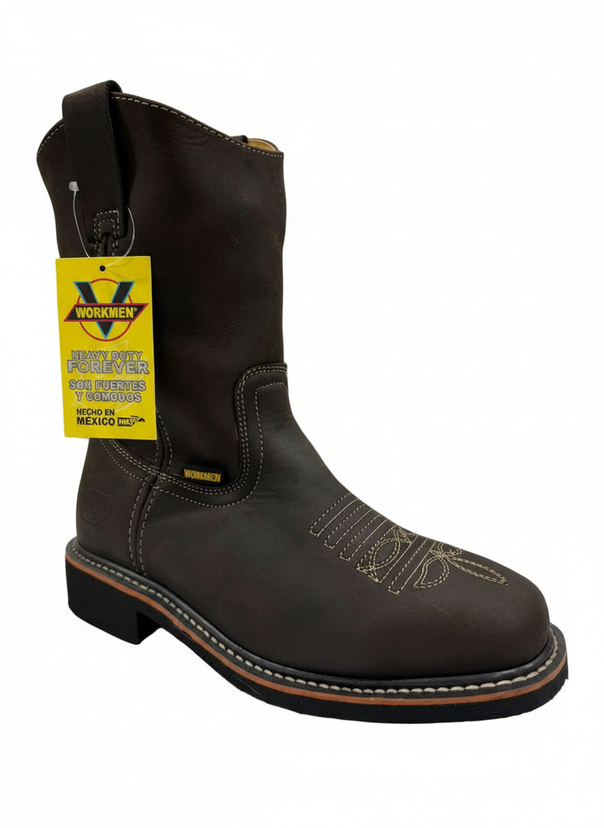 Men's Work Boots E-922 Square Toe Crazy Leather Chocolate