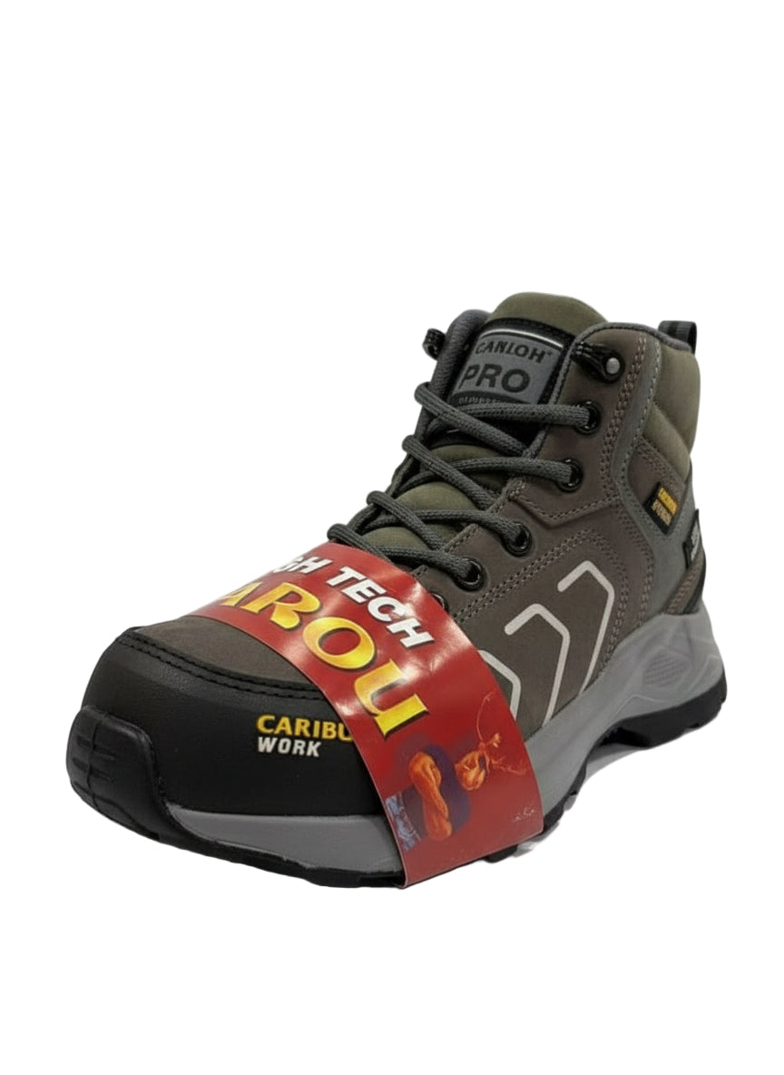 Women Work Boots Caribu E-349D Gray Round Steel Toe