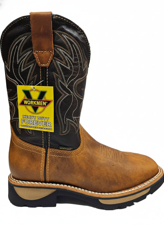 Men's Work Boots E-6480 Crazy Miel Bullying Leather Square Toe kansas (SIN) NGO-OCR