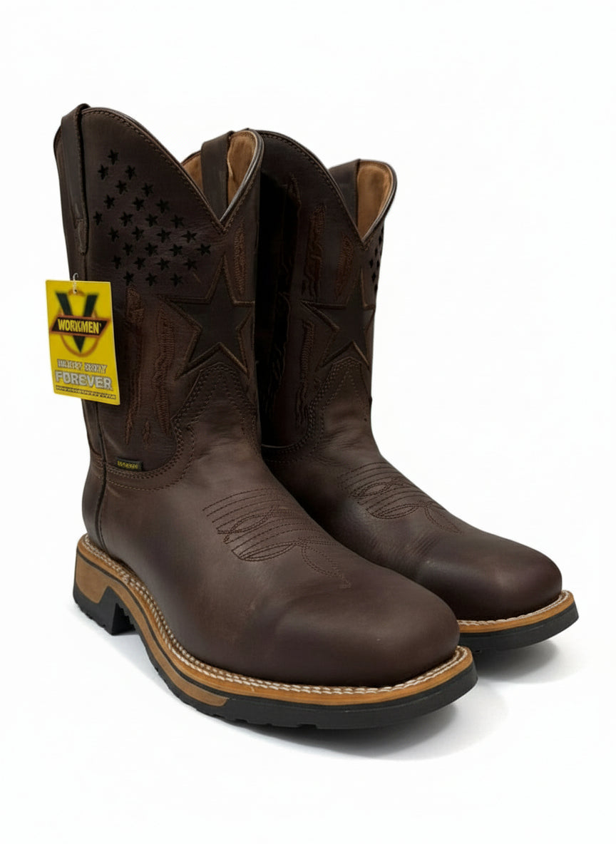 Men's Work Boots E-6611 Crazy Choco Square Steel Bullying Toe Oklahoma