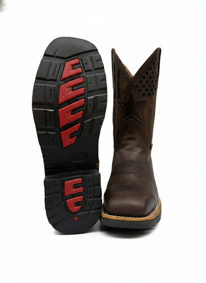 Men's Work Boots E-6611 Crazy Choco Square Steel Bullying Toe Oklahoma