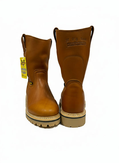 Men's Work Boots E-718 Leather Work Boots Color Honey Western Cowboy Pull On Boots