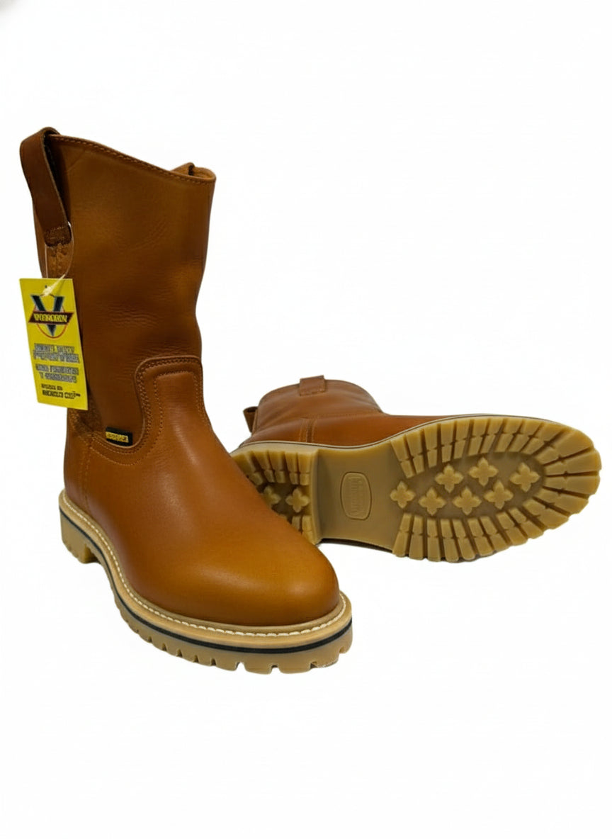 Men's Work Boots E-718 Leather Work Boots Color Honey Western Cowboy Pull On Boots