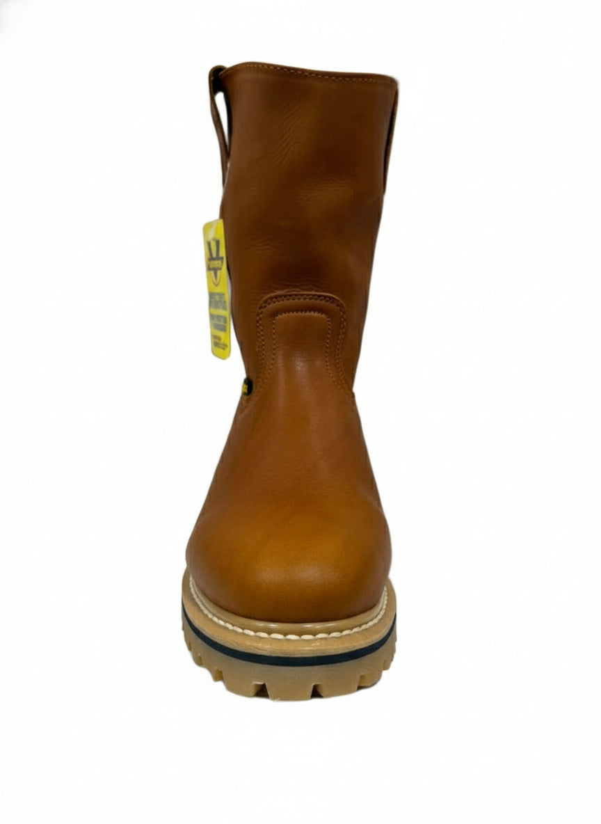 Men's Work Boots E-718 Leather Work Boots Color Honey Western Cowboy Pull On Boots