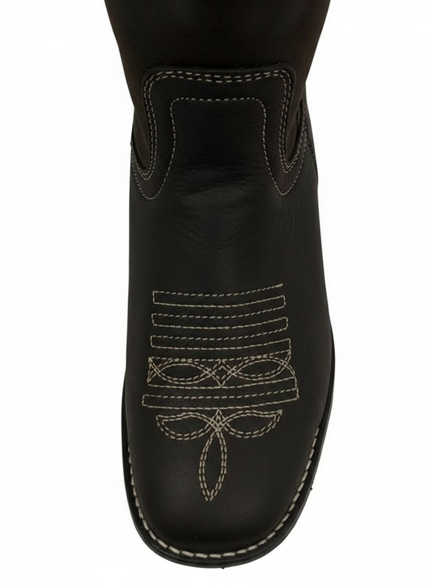 Men's Work Boots E-922 Square Toe Crazy Leather Chocolate