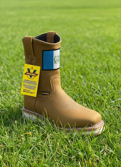 Men's Work Boots E-7600 Crazy Mango with flag Guatemala Square Toe