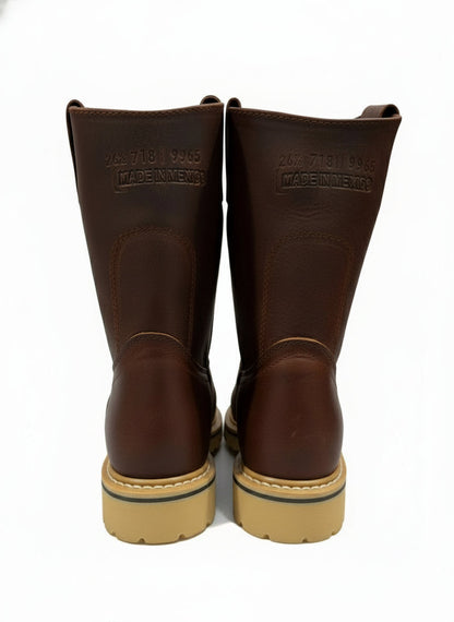 Men's Work Boots E-718 Leather Work Boots Color Shedron Western Cowboy Pull On Boots