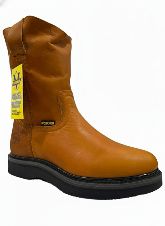 Men's Work Boots E-715 Honey Round Toe Work Boots With Striped Sole