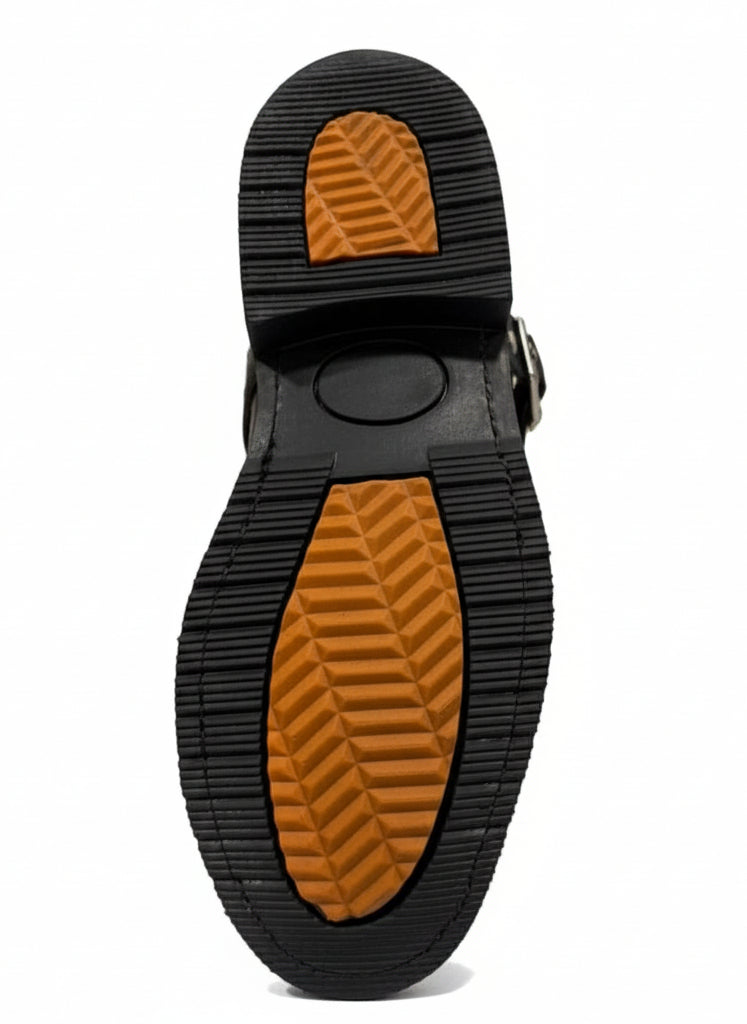 Men's Work Boots E-126 Biker Brown Work Boots, Square Toe