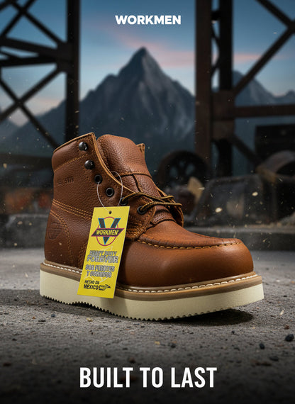 Men's Work Boots E-400 Shedron Flother Round Toe Striped Sole