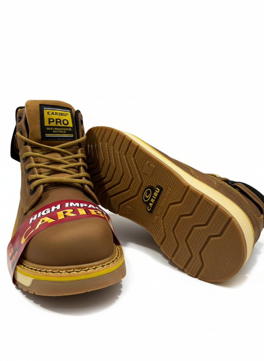 Men's Work Boots Caribu E-955E Square Stell Toe Honey