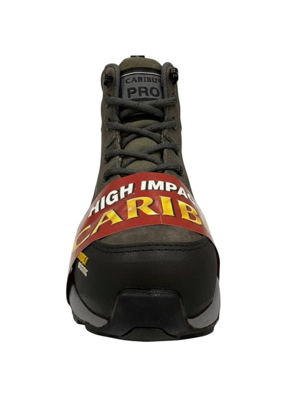 Women Work Boots Caribu E-349D Gray Round Steel Toe