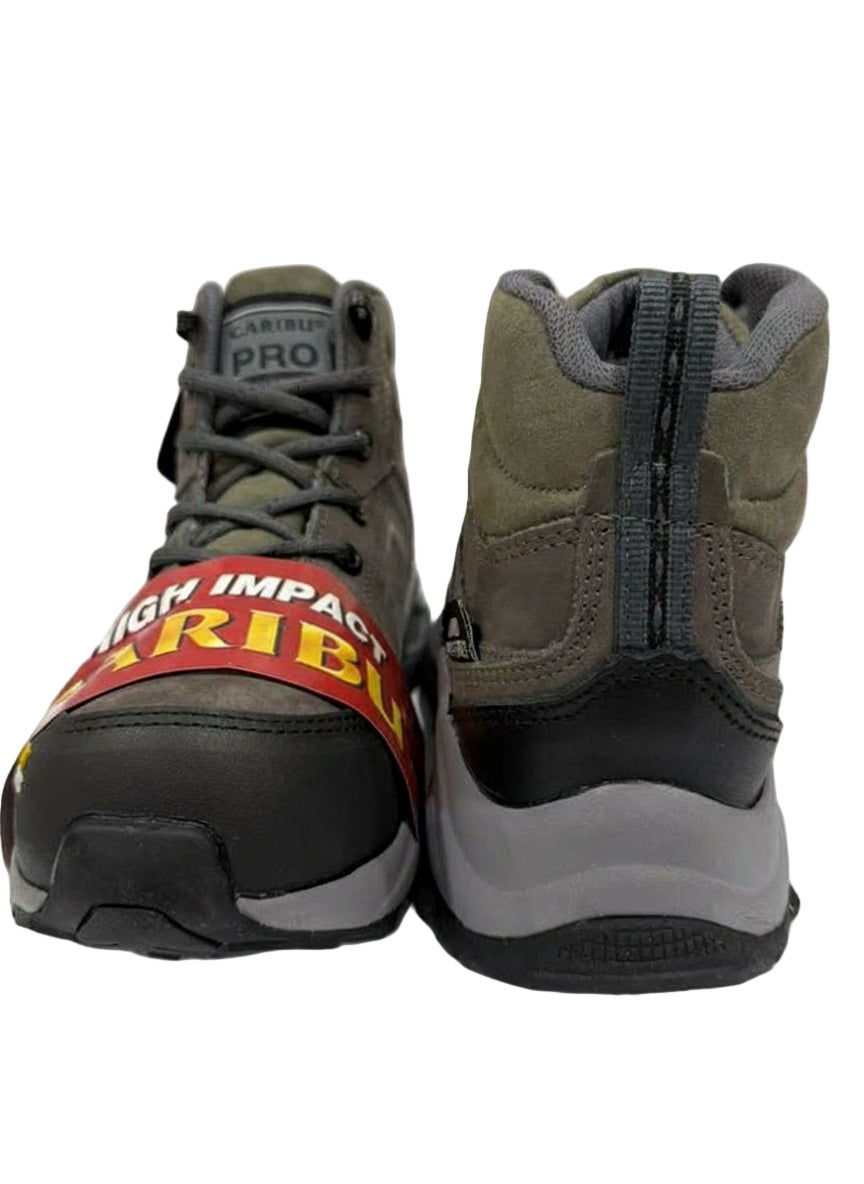 Women Work Boots Caribu E-349D Gray Round Steel Toe
