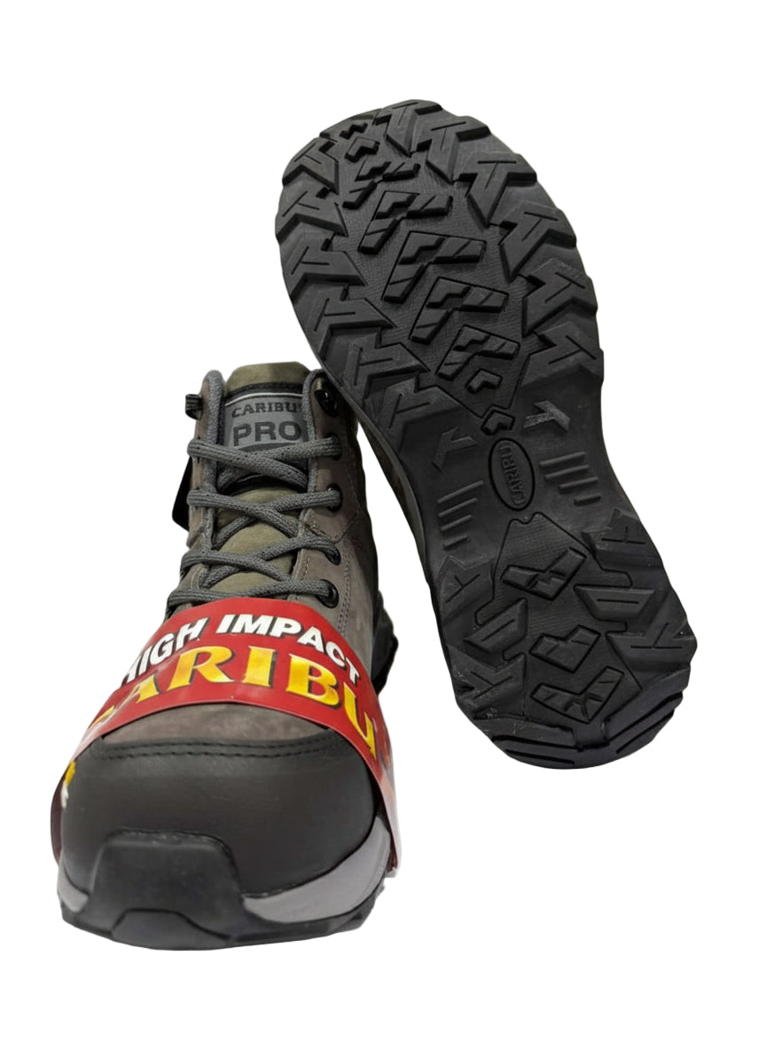 Women Work Boots Caribu E-349D Gray Round Steel Toe