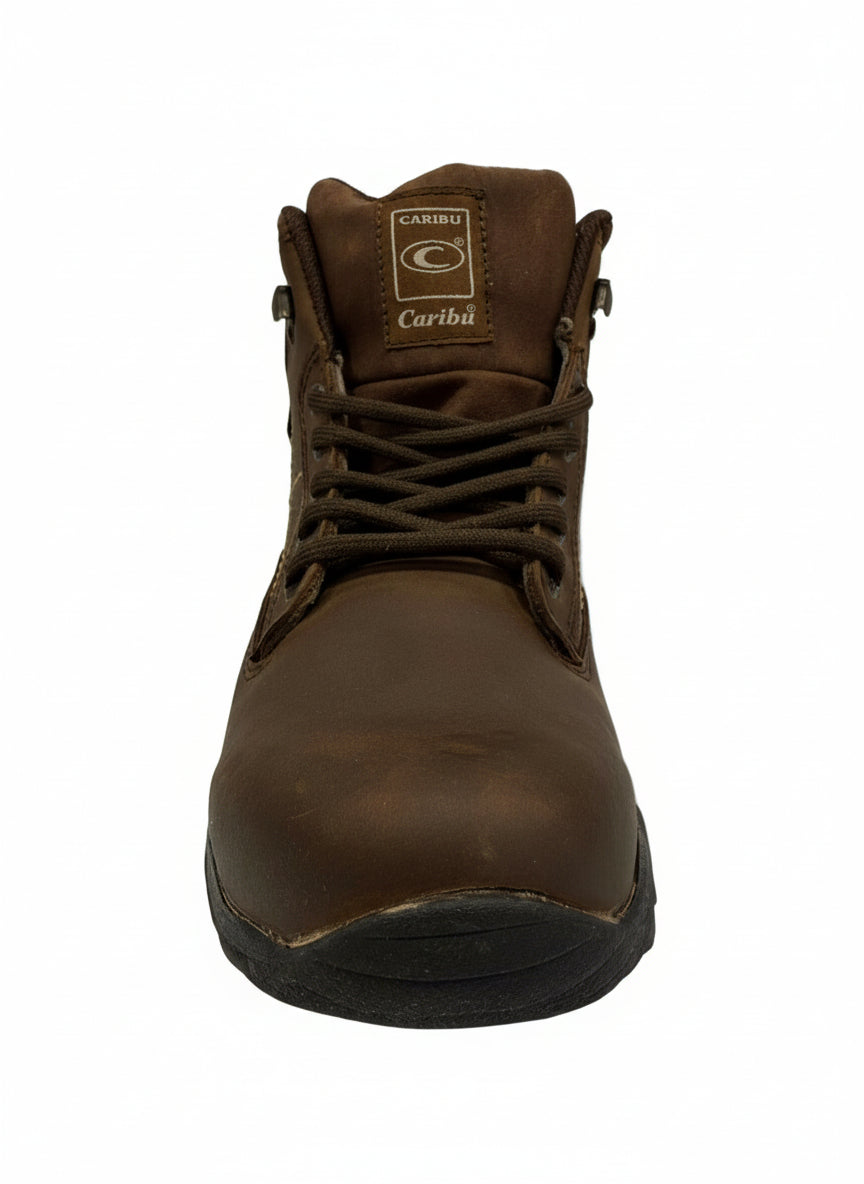 Men's Work Boots Caribu E-385 Crazy Cafe Leather Work Boots Round Toe