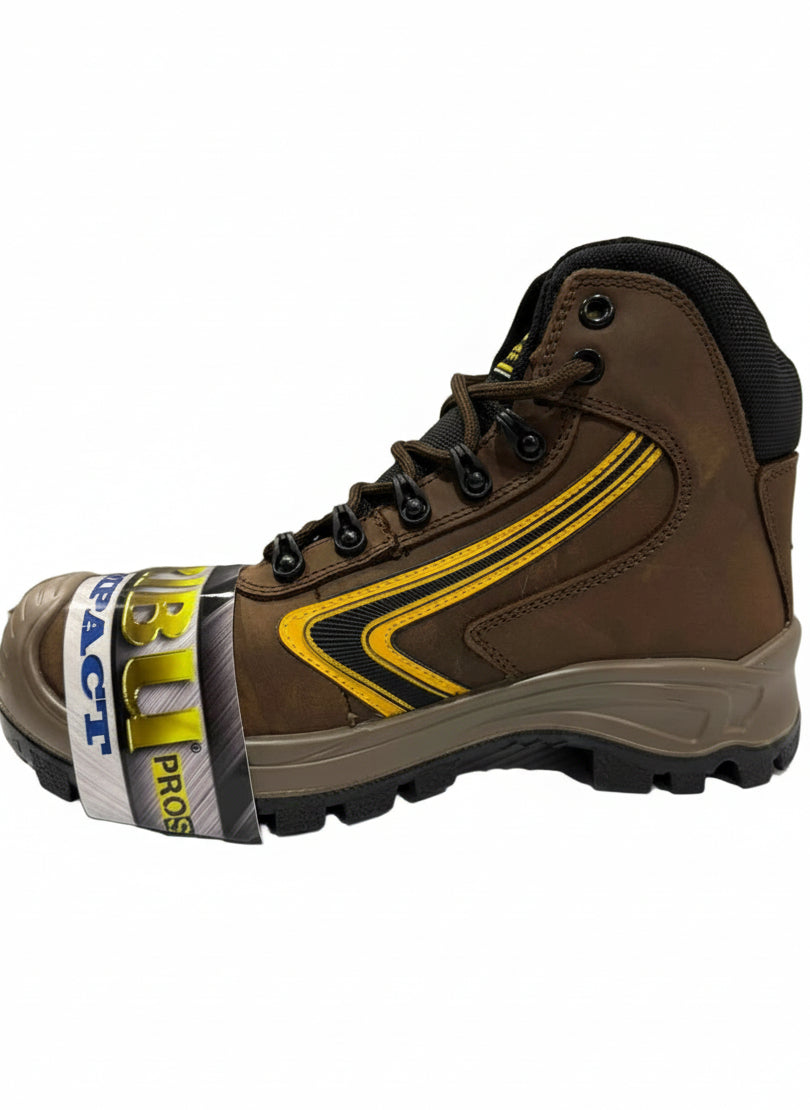 Men's Work Boots Caribu E-317 Crazy Cafe Round Toe Stell