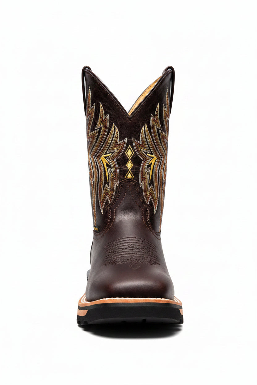 Men's Work Boots E-6486 Crazy Cafe Square Toe kansas (SIN) NGO-OCR
