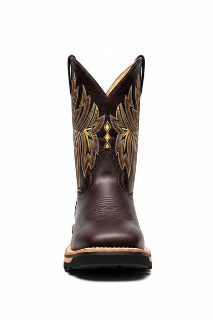 Men's Work Boots E-6486 Crazy Cafe Square Toe kansas (SIN) NGO-OCR
