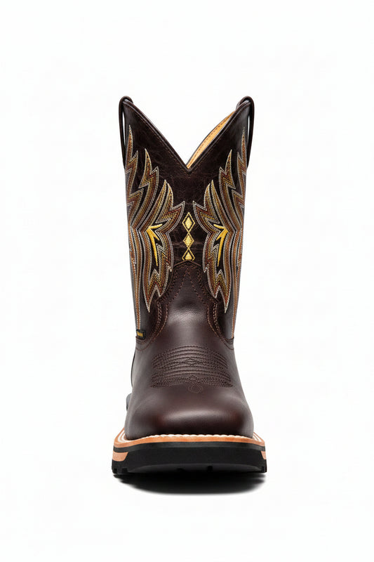 Men's Work Boots E-6486 Crazy Cafe Square Toe kansas (SIN) NGO-OCR