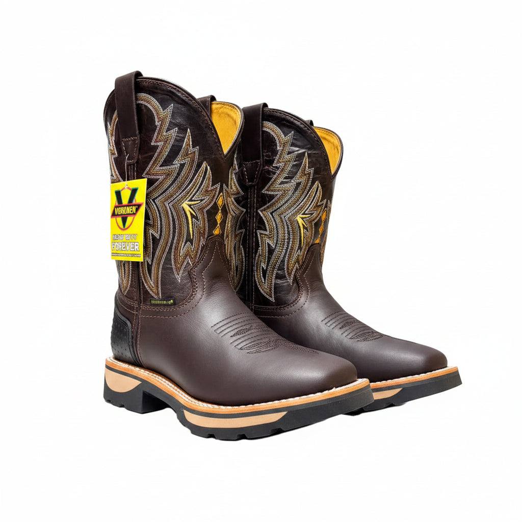 Men's Work Boots E-6486 Crazy Cafe Square Toe kansas (SIN) NGO-OCR