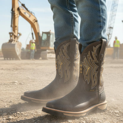 Men's Work Boots E-6486 Crazy Cafe Square Toe kansas (SIN) NGO-OCR