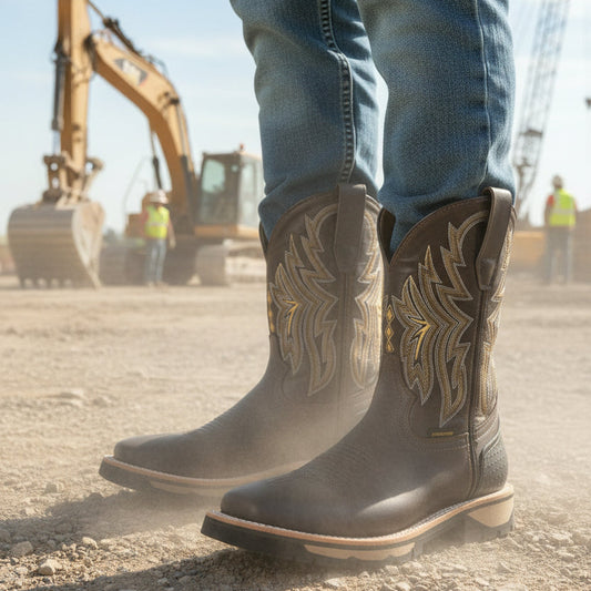 Men's Work Boots E-6486 Crazy Cafe Square Toe kansas (SIN) NGO-OCR
