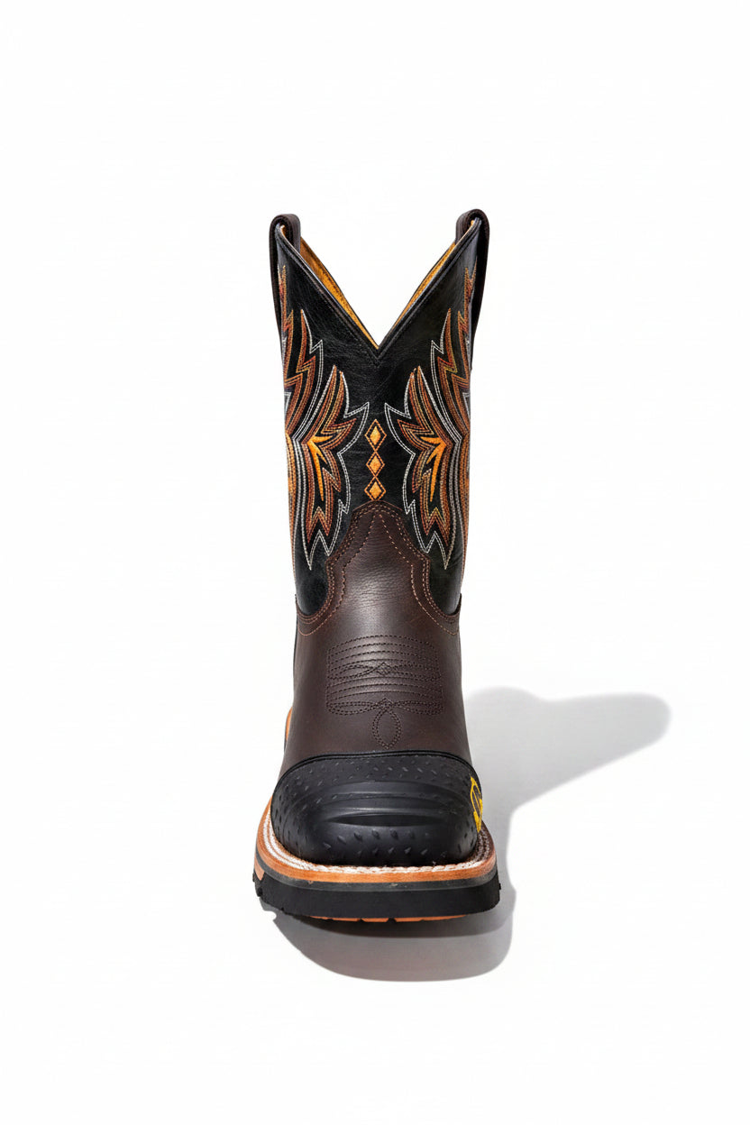 Men's Work Boots E-6484 Crazy Cafe Bullying Square Toe kansas (SIN) NGO-OCR