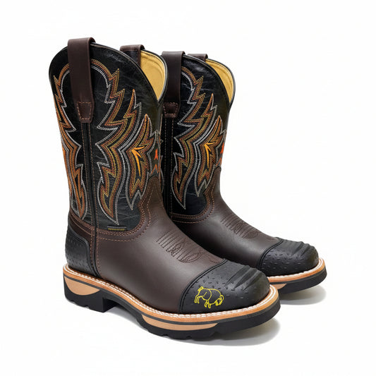 Men's Work Boots E-6484 Crazy Cafe Bullying Square Toe kansas (SIN) NGO-OCR
