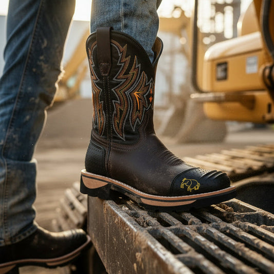 Men's Work Boots E-6484 Crazy Cafe Bullying Square Toe kansas (SIN) NGO-OCR