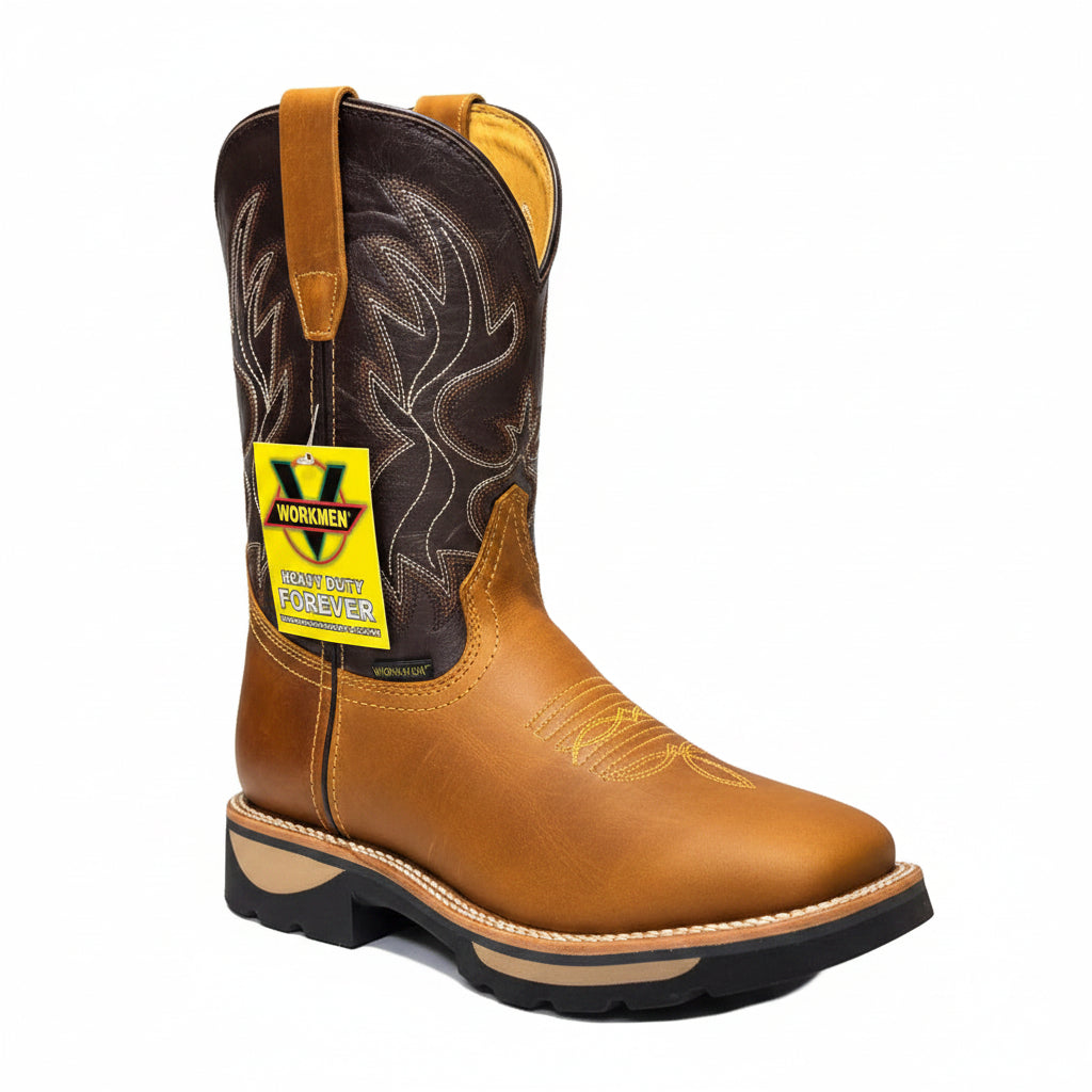 Men's Work Boots E-6480 Crazy Miel Bullying Leather Square Toe kansas (SIN) NGO-OCR