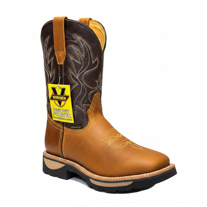 Men's Work Boots E-6480 Crazy Miel Bullying Leather Square Toe kansas (SIN) NGO-OCR