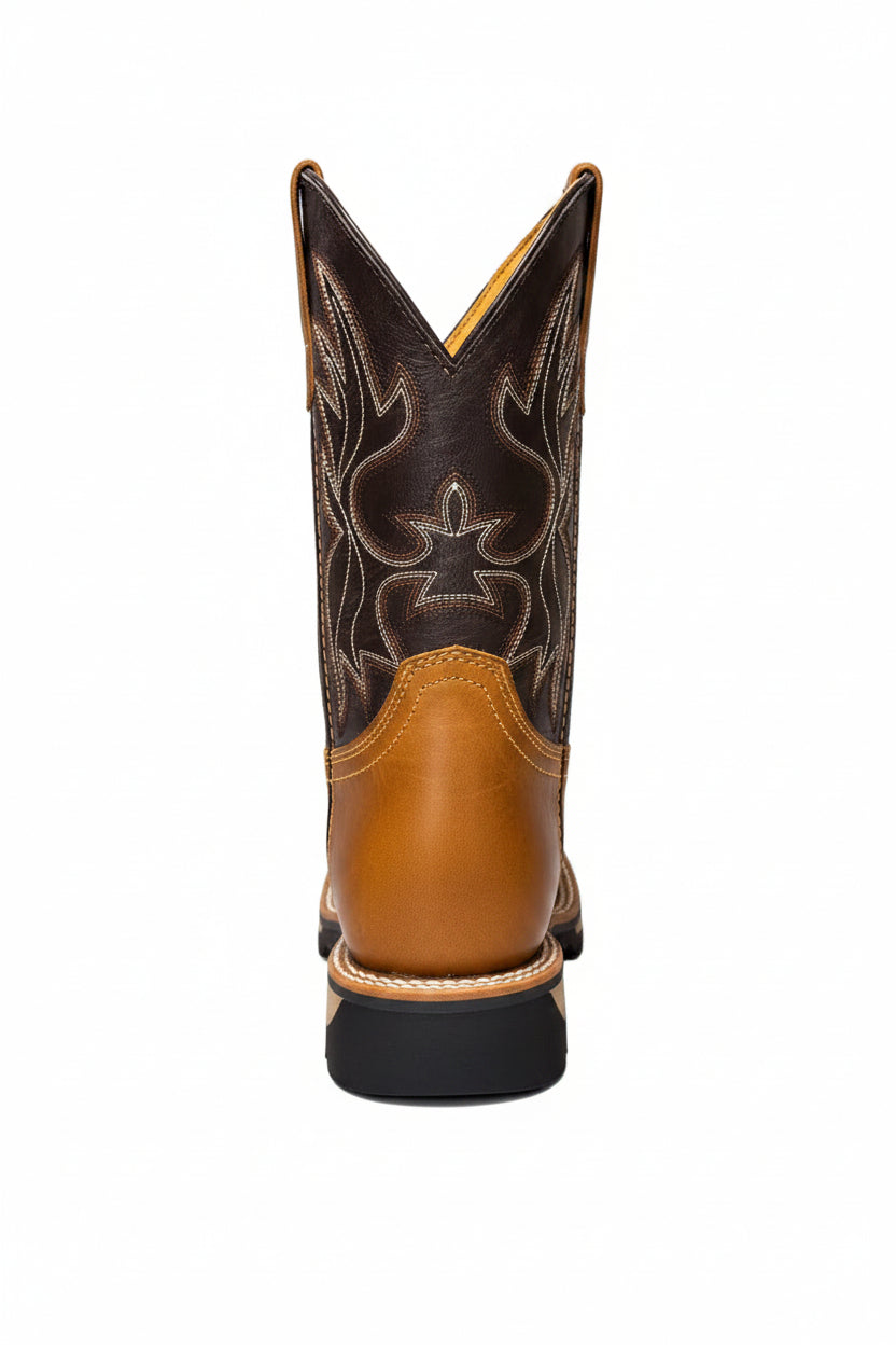 Men's Work Boots E-6480 Crazy Miel Bullying Leather Square Toe kansas (SIN) NGO-OCR