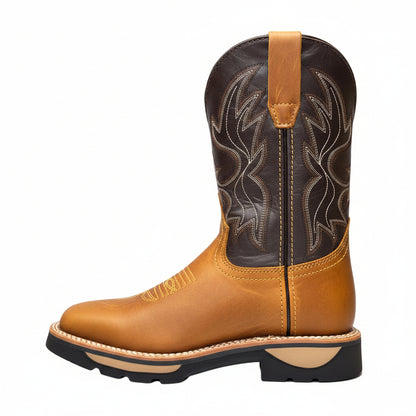 Men's Work Boots E-6480 Crazy Miel Bullying Leather Square Toe kansas (SIN) NGO-OCR
