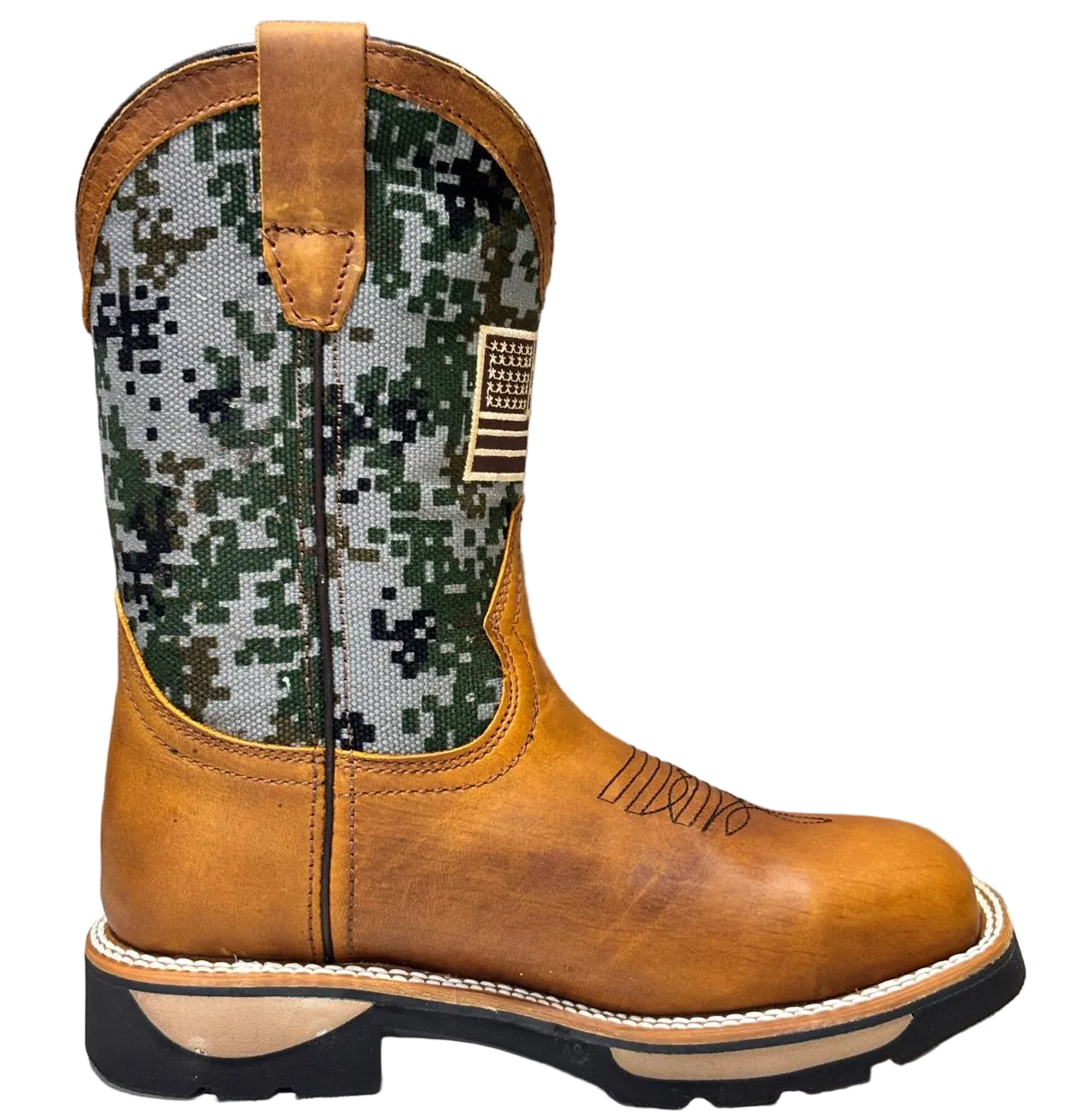 Men's Work Boots E-6485 Crazy Miel Square Steel Bullying Toe Kansas (Sin) NGO-OCR