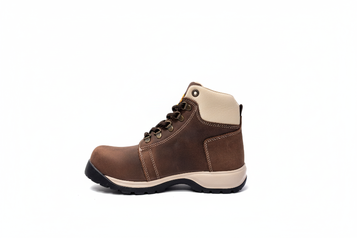 Women Work Boots Caribu:806- Crazy Brown Steel Toe